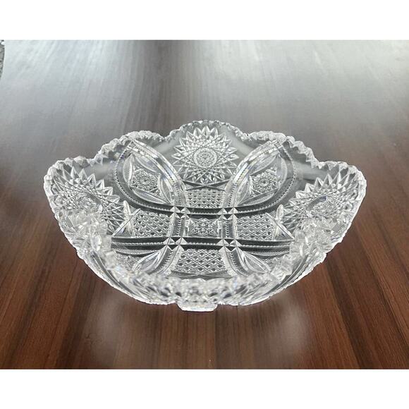 ABP Antique Glass Square Bowl 8" Sawtooth Pinwheel- Has minor damage SEE PHOTOS - Picture 1 of 11